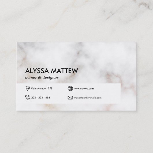 白パーソナライズされた金ゴールド大理石エレガントモダン 名刺 (裏面)
