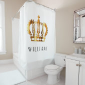 白パーソナライズされた金ゴールド王室の冠 シャワーカーテン (インサイチュ)