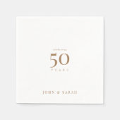 白パーソナライズされた金ゴールド50周年記念 スタンダードカクテルナプキン (正面)