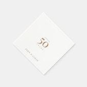 白パーソナライズされた金ゴールド50周年記念 スタンダードカクテルナプキン (角)