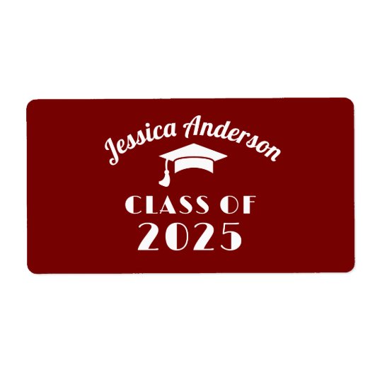 白パーソナライズされた騎卒業 ラベル (正面)