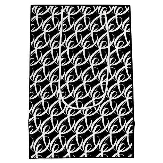 白パーソナライズされた黒おめでとう結婚の ミディアムペーパーバッグ (裏面)