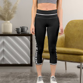 白パーソナライズされた黒おもしろい漫画スタイルキャットテーマ カプリレギンス