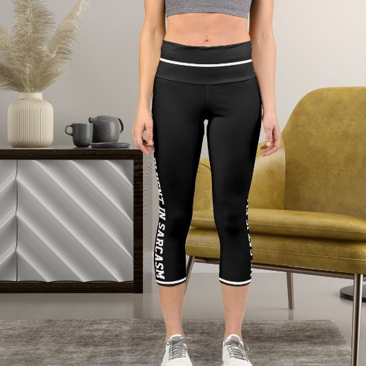 白パーソナライズされた黒おもしろい漫画スタイルキャットテーマ カプリレギンス