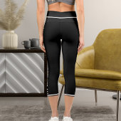 白パーソナライズされた黒おもしろい漫画スタイルキャットテーマ カプリレギンス