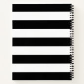 白パーソナライズされた黒のストライプ ノートブック (裏面)
