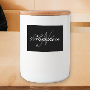 白パーソナライズされた黒の名前のモノグラム フードラベル