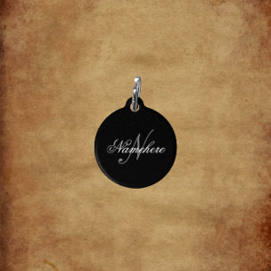 白パーソナライズされた黒の名前のモノグラム ペット　ネームタグ