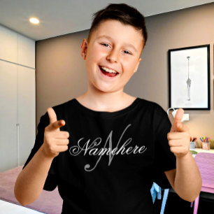 白パーソナライズされた黒の名前のモノグラム  Tシャツ