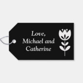 白パーソナライズされた黒の花 ギフトタグ (裏面横)