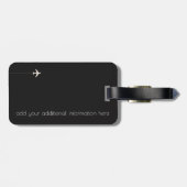 白パーソナライズされた黒エレガント旅行 ラゲッジタグ (裏面横)