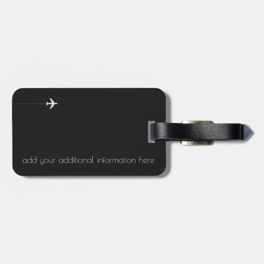 白パーソナライズされた黒エレガント旅行 ラゲッジタグ (裏面横)