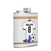 白パーソナライズされた黒サッカージャージー フラスク (右)