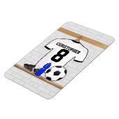 白パーソナライズされた黒サッカージャージー マグネット (左側)