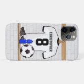 白パーソナライズされた黒サッカージャージー Case-Mate iPhoneケース (裏面(横))