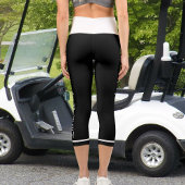 白パーソナライズされた黒ペットキャッストライプのトネームプレゼント カプリレギンス