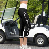 白パーソナライズされた黒ペットキャッストライプのトネームプレゼント カプリレギンス