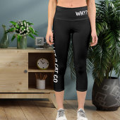 白パーソナライズされた黒ペットキャットママハイウェスト カプリレギンス