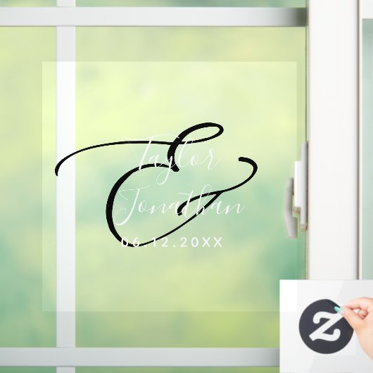 白パーソナライズされた黒ミニマル結婚の ウィンドウサイン (ホーム)