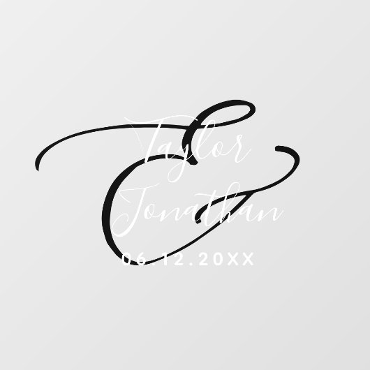 白パーソナライズされた黒ミニマル結婚の ウィンドウサイン (シート)