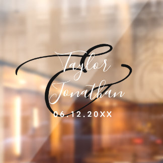 白パーソナライズされた黒ミニマル結婚の ウィンドウサイン