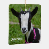 白パーソナライズされた黒ヤギ セラミックオーナメント (右)