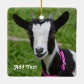 白パーソナライズされた黒ヤギ セラミックオーナメント (裏面)