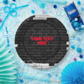 白パーソナライズされた黒レンガ壁 ペーパープレート (パーティー)