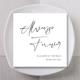 白パーソナライズされた黒書道結婚 スタンダードカクテルナプキン