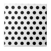 白パーソナライズされた黒水玉模様 タイル (正面)
