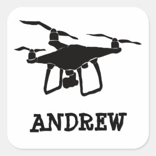 白パーソナライズされた黒無人機 スクエアシール