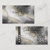 白パーソナライズされた黒金ゴールドグリッター 名刺 (正面/裏面)