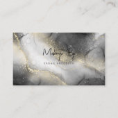 白パーソナライズされた黒金ゴールドグリッター 名刺 (正面)