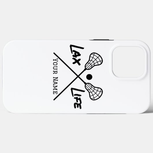 白パーソナライズされたLAX (ラクロス)ライフiPhoneケース Case-Mate iPhoneケース (裏面 (横))