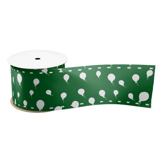 白パーティーバルーンカスタム緑 サテンリボン (リール)
