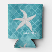 白ヒトデのアクアシーガラスあなたのテキスト 缶クーラー (正面)