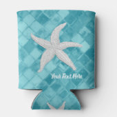 白ヒトデのアクアシーガラスあなたのテキスト 缶クーラー (裏面)