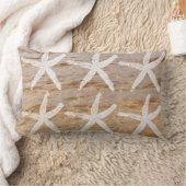 白ヒトデ模様ウォーター航海のサンディビーチ ランバークッション (ブランケット)