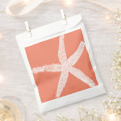 白ヒトデ模様サーモンピンククールオレンジ フェイバーバッグ (クリップ留めされた状態)