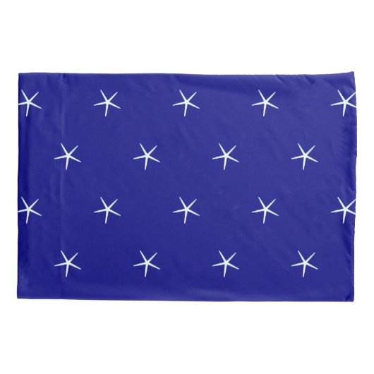 白ヒトデ模様ネイビーブルーカスタム航海の 枕カバー (裏面)