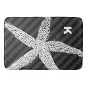 白ヒトデ黒柄モノグラムイニシャル名 バスマット (正面)
