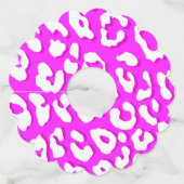 白ヒョウ印刷ピンク/青 ワイングラスタグ (正面)