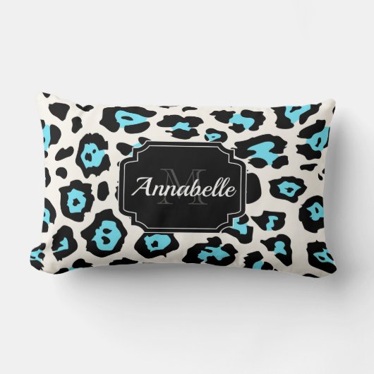 白ヒョウ印刷 ランバークッション (正面)