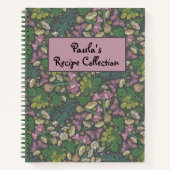 白ビクトリアンデイジー紫蝶レシピ ノートブック (正面)