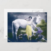 白ビクトリアン馬の少女 ポストカード (正面/裏面)