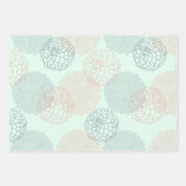 白ピンクと青のダリアスラッピング紙セット ラッピングペーパーシート (正面2)