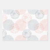 白ピンクと青のダリアスラッピング紙セット ラッピングペーパーシート (正面)