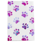 白ピンクのテクスチャ付きポープリントパターン ミディアムペーパーバッグ (正面)