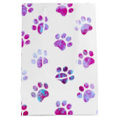 白ピンクのテクスチャ付きポープリントパターン ミディアムペーパーバッグ (裏面)