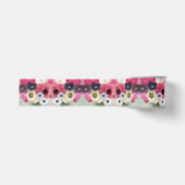 白ピンクのバラとアネモネの花のモノグラム グログランリボン (正面)